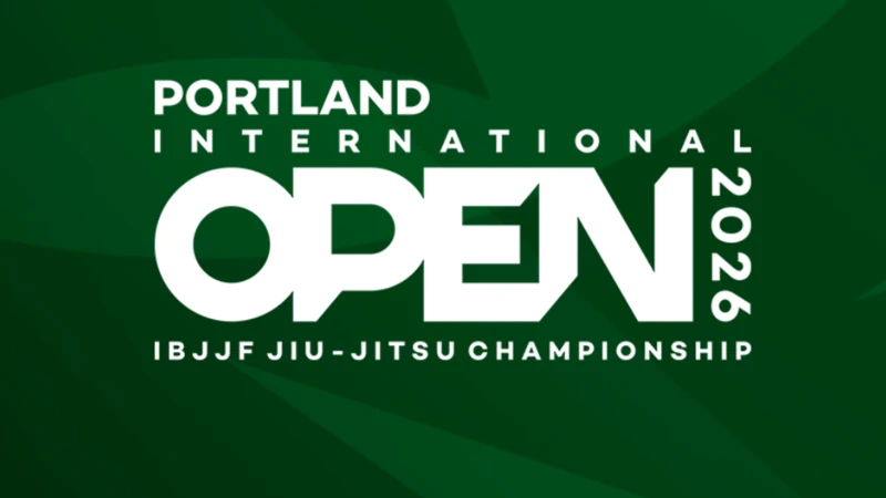 Promotional Image for Portland International Open Jiu Jitsu Championship 2026 with green background in white lettering