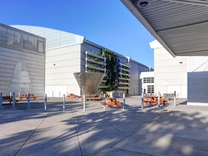 A photo of Hall E looking at the greenwall plaza