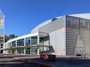 A photo of Hall E from the outside of building.