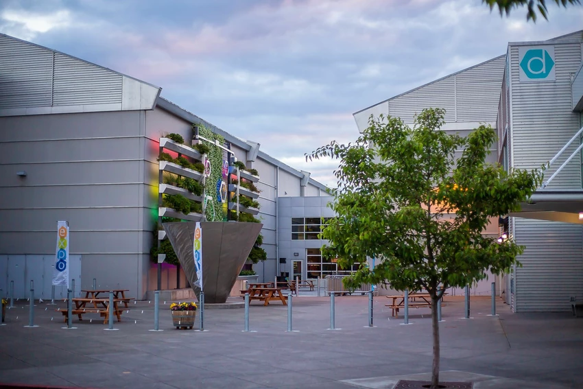 photo of the outdoor greenwall space at the expo center.